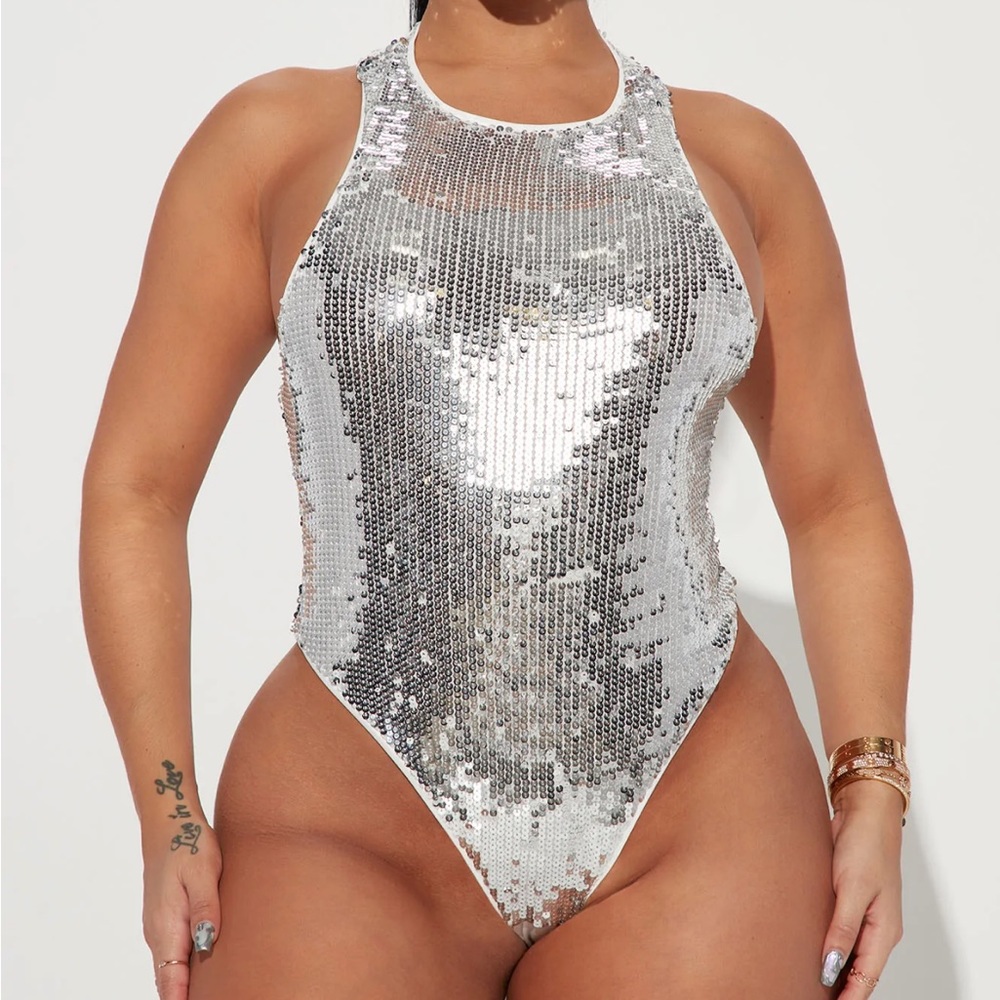 NWT - Silver Sequin Bodysuit
